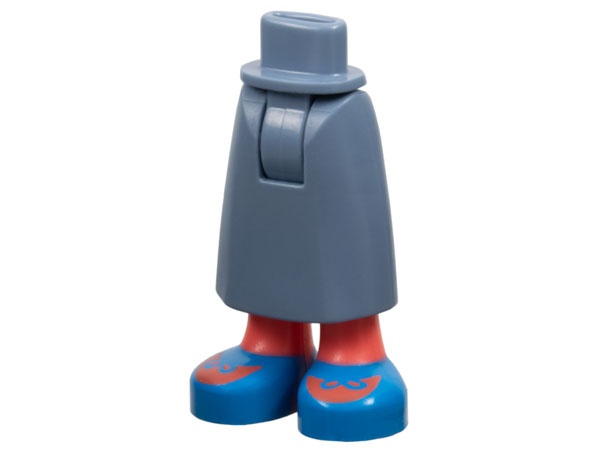 Mini Doll Hips and Skirt Long with Molded Coral Legs and Printed Dark Azure Shoes with Laces Pattern - Thick Hinge: {пясъчно син}