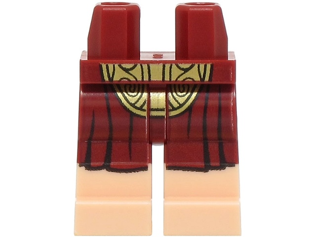 Hips and Legs with Molded Light Nougat Lower Legs / Boots and Printed Dark Red and Gold Loincloth Pattern: {нов тъмно червен}