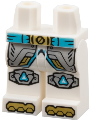 Hips and Legs with Medium Azure Belt with Gold Buckle, Light Bluish Gray Armor Panels with Trim and Rivets, Knee Pads, Shoe Tips Pattern: {бял}