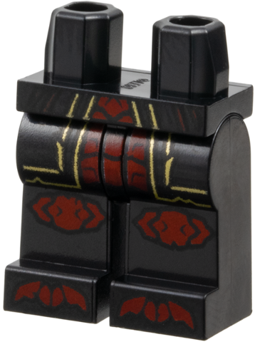 Hips and Legs with Robe Ends with Gold Trim over Dark Red Exoskeleton Segments, Knee Pads, Toes Pattern: {черен}