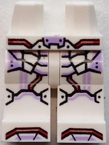 Hips and Legs with Armor Panels and Boot Tips with Lavender Highlights, Red and Coral Trim Pattern: {бял}