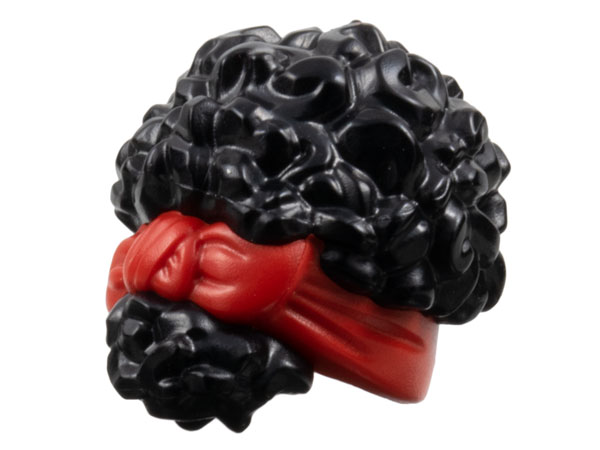 Mini Doll, Hair Coiled, Pulled Up with Molded Red Head Wrap Pattern: {черен}
