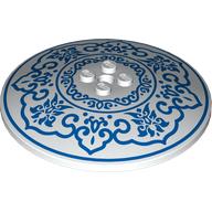 Dish 8 x 8 Inverted (Radar) - Solid Studs with Blue Flower Petals, Dots and Circle Border Pattern: {бял}