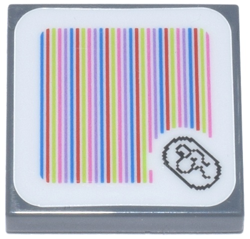 Tile 2 x 2 with Super Mario Scanner Code Yoshi Coin Pattern (Sticker) - Set 71438: {тъмно каменно сив}