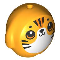 Minifigure, Utensil Pillow Plush Toy with Tiger with Black Nose, Mouth and Stripes, Orange Eyes and Forehead, White Stomach Pattern: {огнено жълто-оранжев}