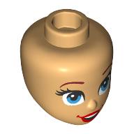 Mini Doll, Head Friends with Reddish Brown Eyebrows, Black Eyelashes, Dark Azure Eyes, Red Lips, and Open Mouth Smile with Top Teeth Pattern: {умерен тан}