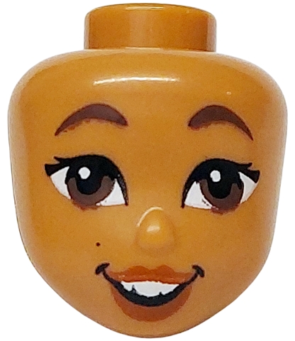 Mini Doll, Head Friends with Dark Brown Eyebrows, Eyes and Beauty Mark, Black Eyelashes, Dark Orange Lips, and Open Mouth Smile with Top Teeth Pattern: {умерен нуга}