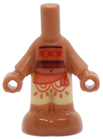 Micro Doll, Body with Molded Tan Pants and Printed Dark Red, Red and Reddish Orange Tube Top and Sash, Sienna Feet Pattern: {сиена кафяво}