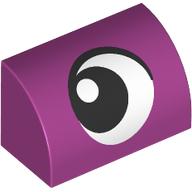 Slope, Curved 1 x 2 with Bottom Stud Holder with Black and White Eye Looking Right Pattern: {ярко червеникаво-виолетов}