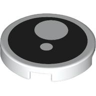 Tile, Round 2 x 2 with Bottom Stud Holder with Black Eye with Pupil and Circle Pattern: {бял}
