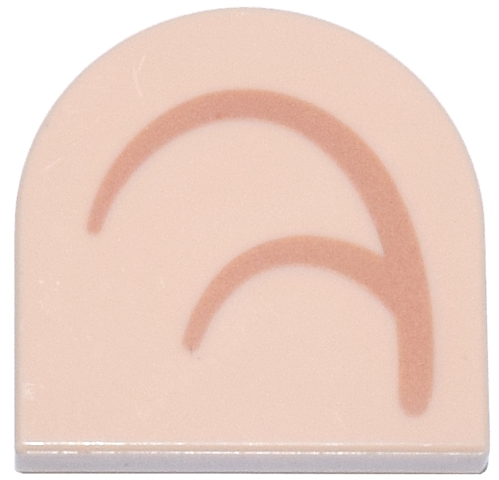 Tile, Round 2 x 2 Half Circle Extended with Medium Nougat Curved Lines Pattern Model Right Side (Super Mario Inner Ear): {светло нуга}