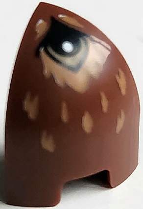 Slope, Curved 1 x 1 x 1 1/3 Corner Round with Black and Dark Tan Wolf Eye and Medium Nougat Fur Pattern: {червеникаво-кафяв}