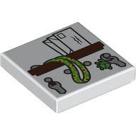 Tile 2 x 2 with Reddish Brown Shelf, Letters, Light Bluish Gray Keys, Bright Green Sunflower Lanyard and Beetle Keychain Pattern: {бял}