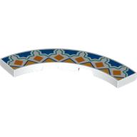 Tile, Round Corner 4 x 4 Macaroni with Blue Half Stars with Dark Turquoise Outlines, Orange Squares and Bright Light Orange Triangles Pattern: {бял}