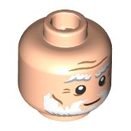 Minifigure, Head White and Light Bluish Gray Thick Bushy Eyebrows and Beard, Medium Nougat Cheek Lines, Forehead Creases and Wrinkles, Neutral Pattern: {светло нуга}