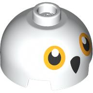 Brick, Round 2 x 2 Dome Top with Bright Light Orange Round Eyes and Black Owl Beak Pattern (HP Hedwig Head): {бял}