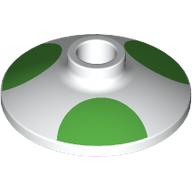 Dish 2 x 2 Inverted (Radar) with Bright Green Spots Pattern (Super Mario Yoshi Bike Wheel Cover): {бял}