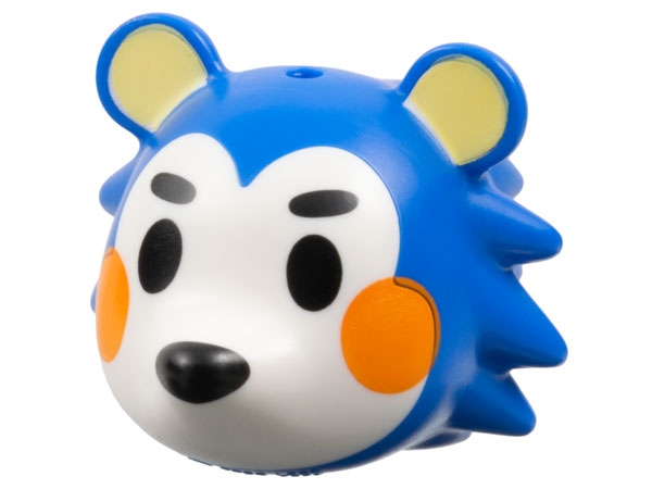 Minifigure, Head, Modified Hedgehog with Molded White Face and Printed Bright Light Yellow Inner Ears, Black Eyes, Eyebrows and Nose, Orange Cheeks Pattern: {ярко син}