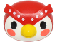 Minifigure, Head, Modified Owl with Molded White Face and Printed Black Eyes, Coral Cheeks, Yellow Beak and White Dots on Eyebrows Pattern: {ярко червен}