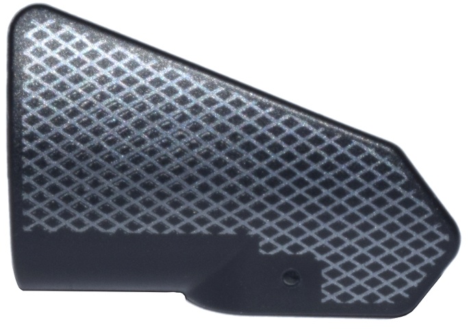 Technic, Panel Fairing # 7 Very Small Smooth Short, Side A with Silver Lattice Grid Pattern: {черен}