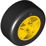 Wheel 30 x 15 with Pin Hole with Molded Black Hard Plastic Tire Pattern: {ярко жълт}