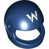Minifigure, Headgear Helmet Motorcycle (Standard) with Williams Formula 1 Logo Stylized White Capital Letter W Pattern: {земно син}