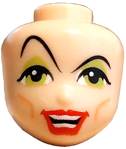 Mini Doll, Head Friends with Black Thin Long Eyebrows, Right Raised, Single Eyelashes, Lime Eyes and Eye Shadow, Nougat Cheek Lines, Red Lips, Open Mouth Smile with Teeth Parted Pattern: {светло нуга}