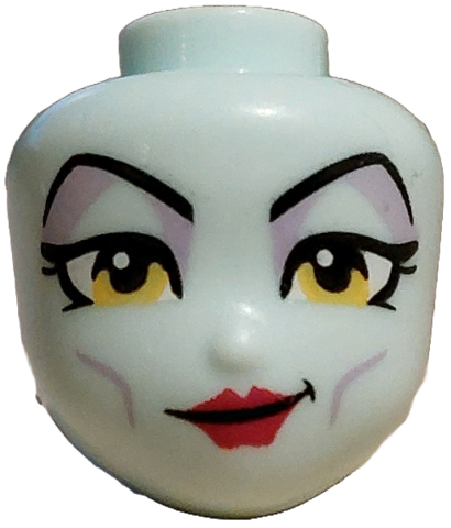 Mini Doll, Head Friends with Black Thin Long Eyebrows, Double Eyelashes, Yellow Eyes, Lavender Eye Shadow and Cheek Lines, Magenta Lips, Lopsided Grin Pattern: {аквамарин}