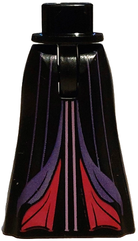 Mini Doll Hips and Skirt Full Length with Magenta Insets, Dark Purple and Medium Lavender Stripes Pattern - Thin Hinge: {черен}