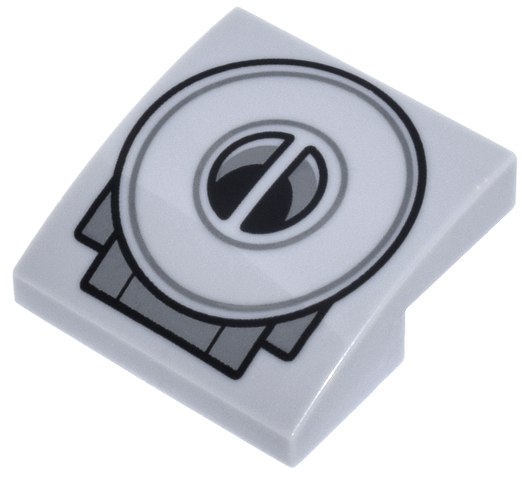 Slope, Curved 2 x 2 x 2/3 with SW Mandalorian N-1 Starfighter Engine Air Vent with Black and Dark Bluish Gray Concentric Circles Pattern: {умерено каменно сив}