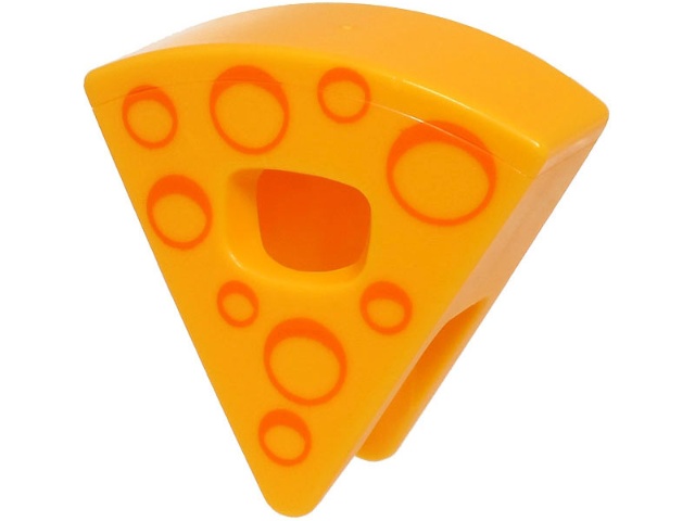 Minifigure, Headgear Head Cover, Costume Wedge Slice with Cheese with Orange Holes Pattern (BAM): {огнено жълто-оранжев}