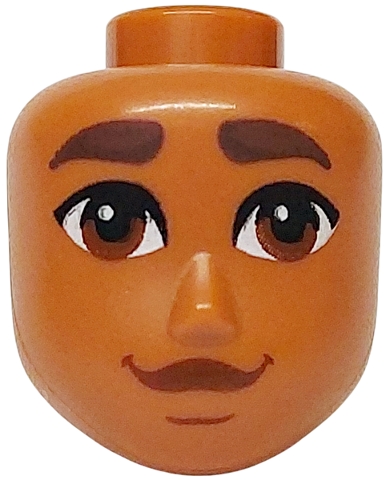 Mini Doll, Head Friends Male Large with Dark Brown Thick Eyebrows, Reddish Brown Eyes, Lips and Chin Dimple Pattern: {сиена кафяво}