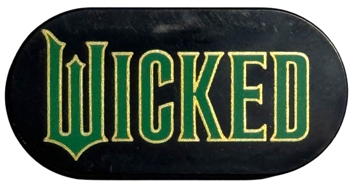 Tile, Round 2 x 4 Oval with Green and Gold Wicked Logo Pattern: {черен}