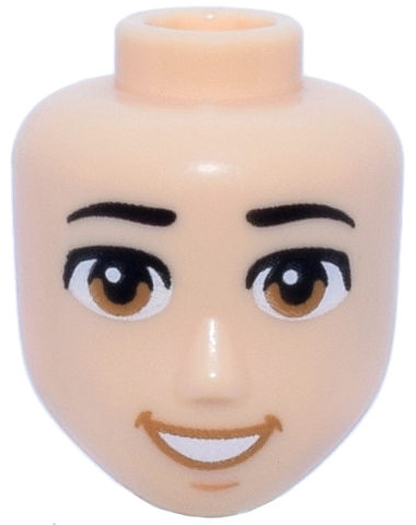 Mini Doll, Head Friends Male Large with Black Eyebrows, Medium Nougat Eyes, Nougat Chin Dimple, Medium Nougat Open Mouth Smile with Teeth Pattern: {светло нуга}