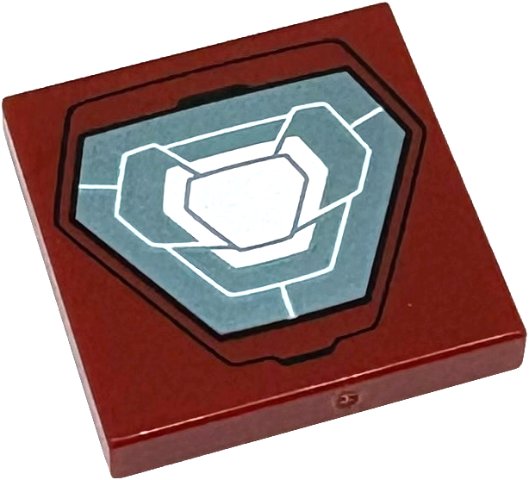 Tile 2 x 2 with White and Metallic Light Blue Hexagonal Arc Reactor Pattern: {нов тъмно червен}