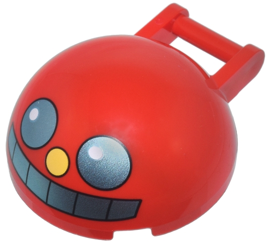 Windscreen 4 x 4 x 1 2/3 Canopy Half Sphere with Bar Handle with Metallic Light Blue Eyes and Mouth and Yellow Nose Pattern (Sonic the Hedgehog Egg Pawn Face): {ярко червен}
