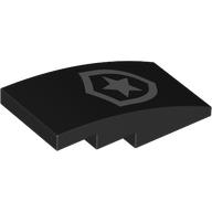 Slope, Curved 4 x 2 with Silver Police Star Badge Logo Pattern: {черен}
