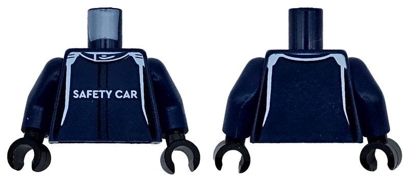 Torso Racing Suit with White 'SAFETY CAR' and Stripes Pattern / Dark Blue Arms / Black Hands: {земно син}