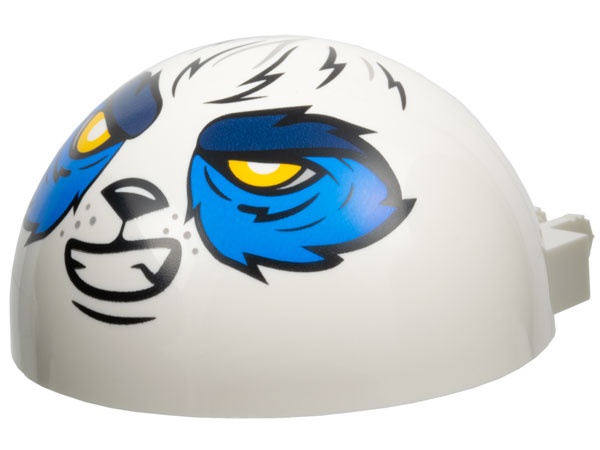 Windscreen 6 x 6 x 3 Canopy Half Sphere with Dual 2 Fingers with Panda Face with Blue and Dark Blue Fur, Bright Light Orange Eyes, Black Nose and Mouth Pattern: {бял}