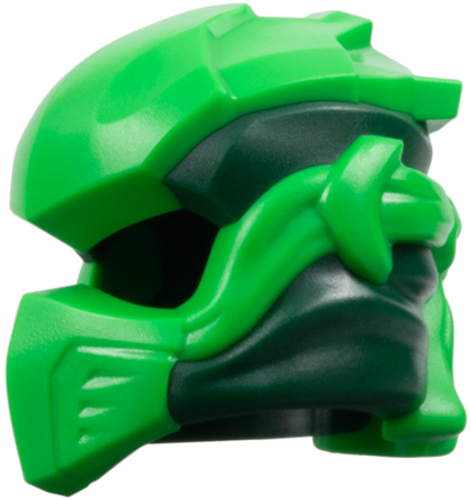 Minifigure, Headgear Ninjago Wrap Type 10 with Molded Bright Green Armor, Wraps and Knot Pattern: {земно зелен}