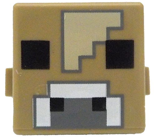 Creature Head Pixelated with Black Eyes and Nostrils, White and Dark Bluish Gray Nose, and Tan Forehead Pattern (Minecraft Mooshroom): {пясъчно жълт}