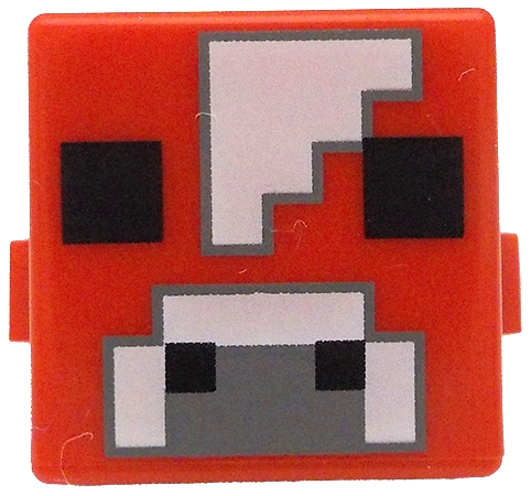 Creature Head Pixelated with Black Eyes and Nostrils, White and Dark Bluish Gray Nose and Forehead Pattern (Minecraft Mooshroom): {ярко червен}