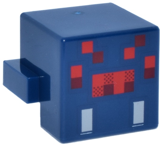 Creature Head Pixelated with Red and Dark Red Face and Light Bluish Gray Fangs Pattern (Minecraft Spider): {земно син}