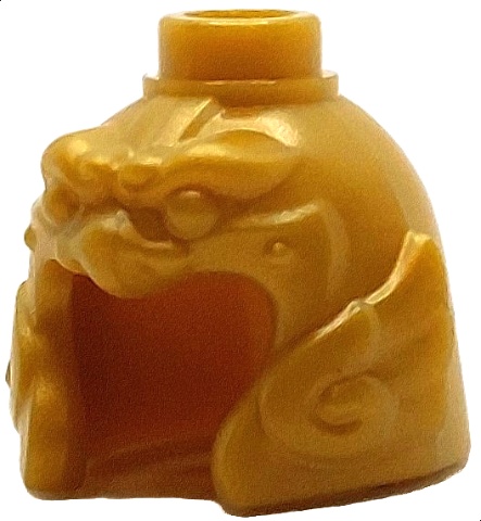 Minifigure, Headgear Helmet with Cheek Protection,  Wings, Animal Face and Stud on Top: {топло златист}