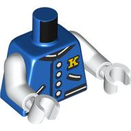 Torso Letter Jacket, White and Black Hems and Pockets, 4 Buttons and Yellow K Pattern / White Arms / White Hands: {ярко син}