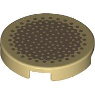Tile, Round 2 x 2 with Bottom Stud Holder with Dark Tan Bamboo Stem Cross Section Pattern: {тухлено жълт}