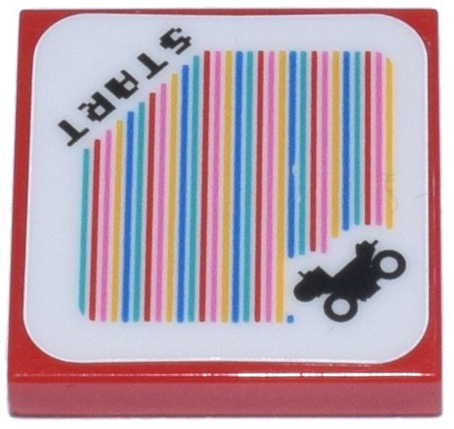 Tile 2 x 2 with Super Mario Scanner Code Yoshi Bike and 'START' Pattern (Sticker) - Set 72031: {ярко червен}
