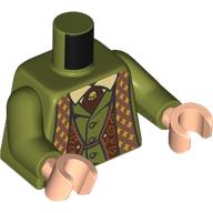 Torso Jacket with Copper Trim with Gold Stars over Vest with Buttons and Tan Shirt, Reddish Brown Tie with Pin Pattern / Olive Green Arms / Light Nougat Hands: {маслинено зелен}