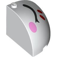 Brick, Round Corner 4 x 4 x 2 2/3 Dome Top with Black Closed Eyelid, Bright Pink Cheek Oval, and Red Eyelashes Pattern Model Left Side: {бял}