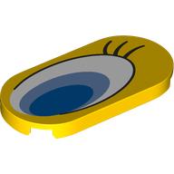Tile, Round 2 x 4 Oval with Large Blue, Medium Blue and White Eye with Black Eyelashes Pattern Model Right Side (Tweety Bird): {ярко жълт}
